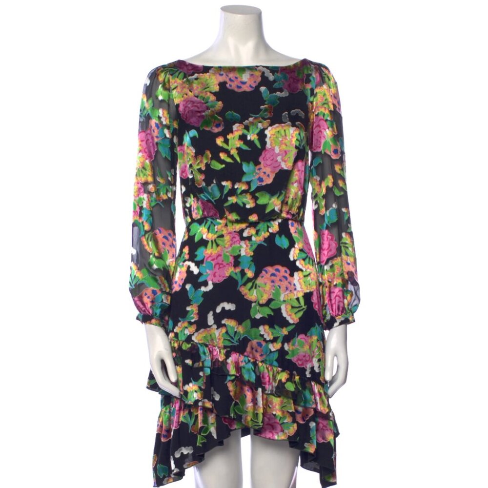 Gorgeous SALONI floral silk ruffle dress